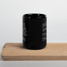  "Plants Are My Therapy" Large Black Glossy Mug