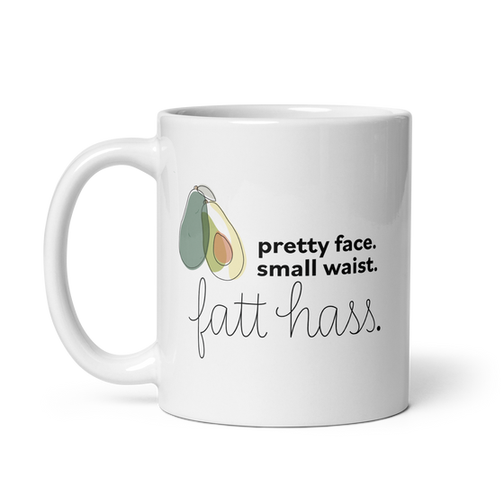 "Fat Hass Avocados" White glossy mug