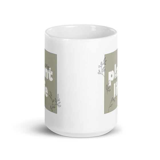 "Plant Life" Green/White glossy mug