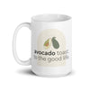 "Avocado Toast to the Good Life Arch" White Glossy Mug